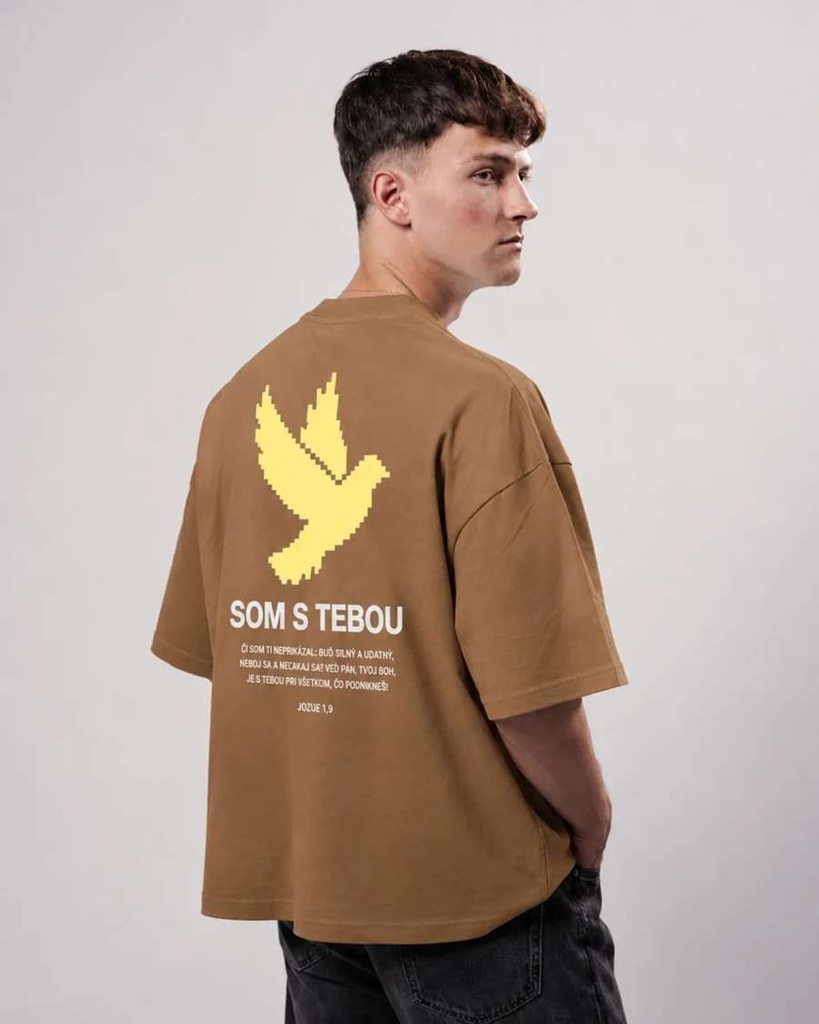 SOM S TEBOU - unisex tričko – zemitá béžová