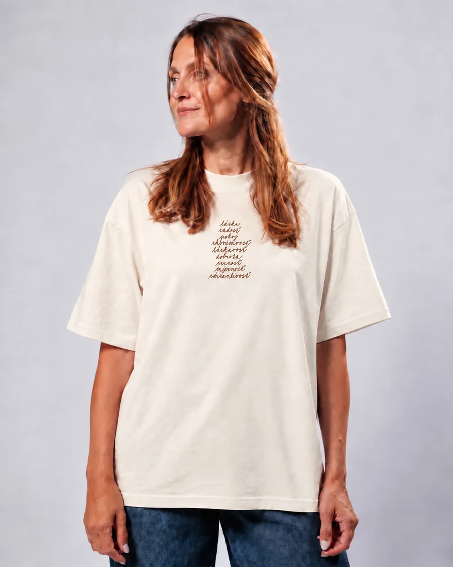 OVOCIE DUCHA – unisex tričko – prírodná, hnedá potlač