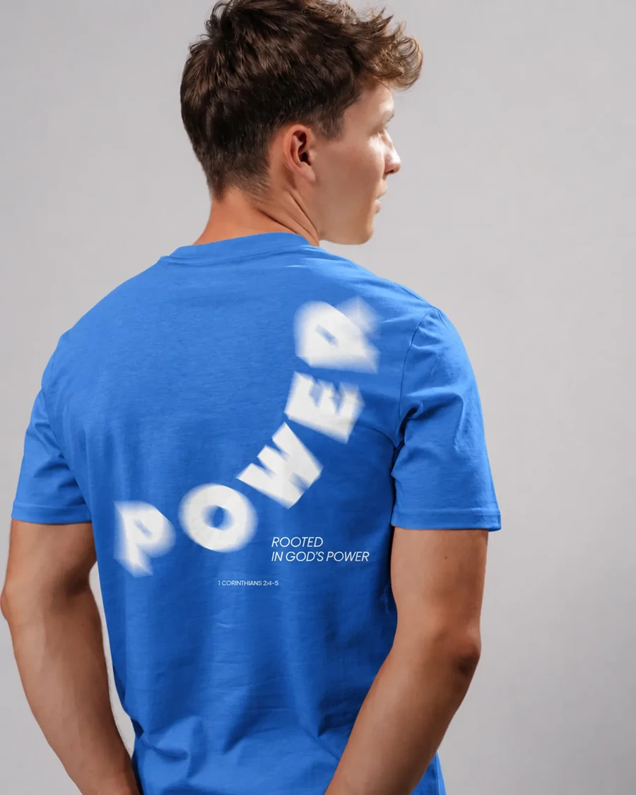 ROOTED IN GOD'S POWER - unisex tričko – jasná modrá
