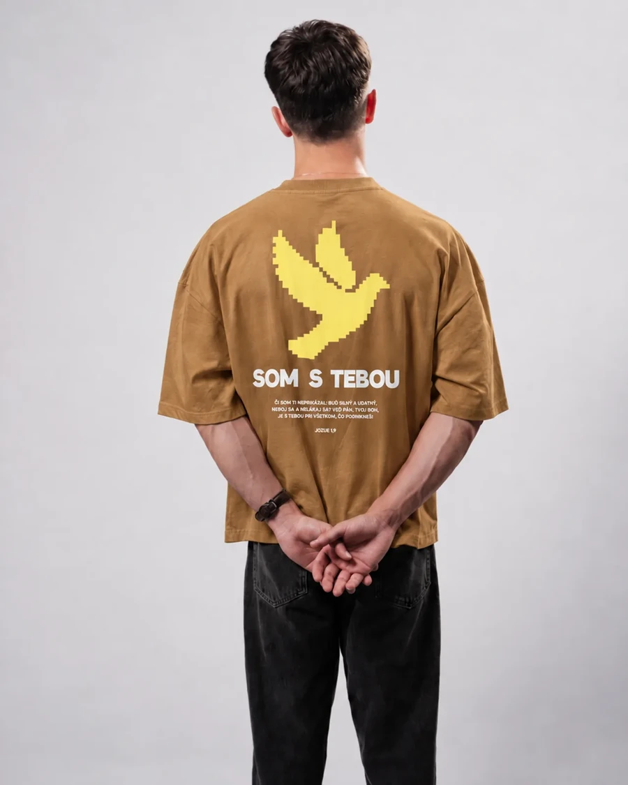 SOM S TEBOU - unisex tričko – zemitá béžová