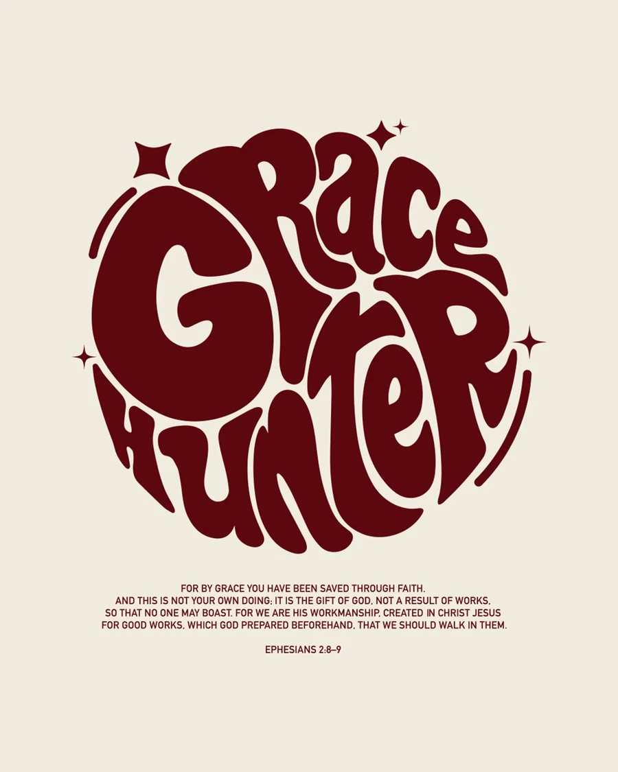 GRACE HUNTER | unisex tričko – prírodná, červená potlač