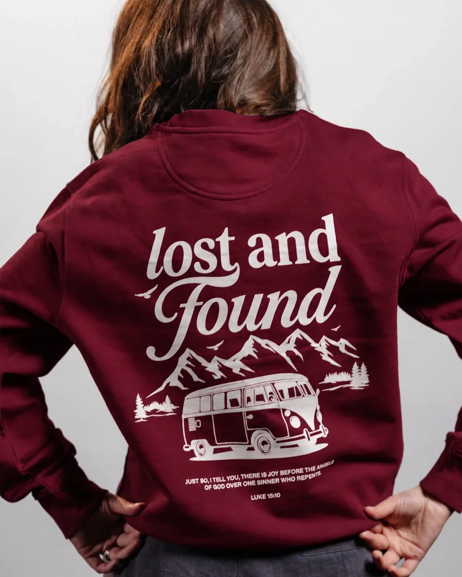 LOST AND FOUND | unisex mikina – bordová