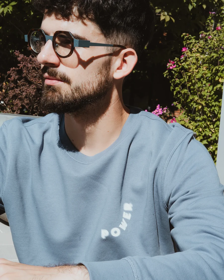 ROOTED IN GOD'S POWER - unisex mikina – modrosivá