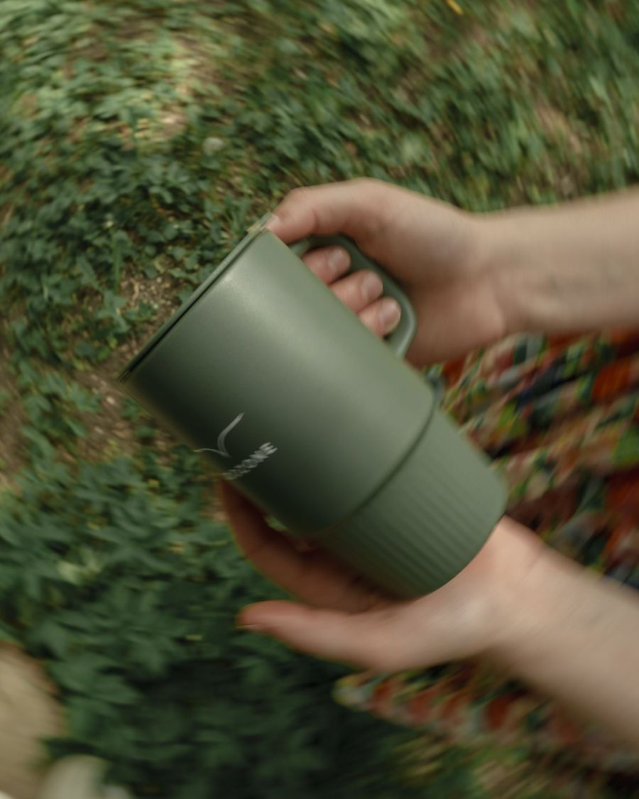 Keramický pohár s uškom | GODZONE ZELENÝ – 420 ml