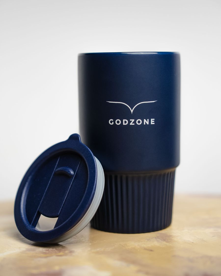 Keramický pohár s uškom | GODZONE MODRÝ – 420 ml