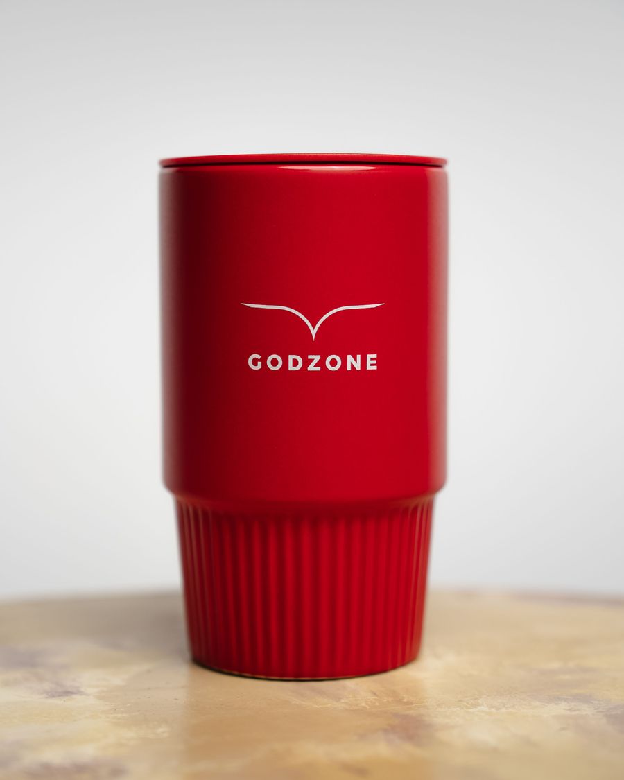 Keramický pohár s uškom | GODZONE ČERVENÝ – 420 ml