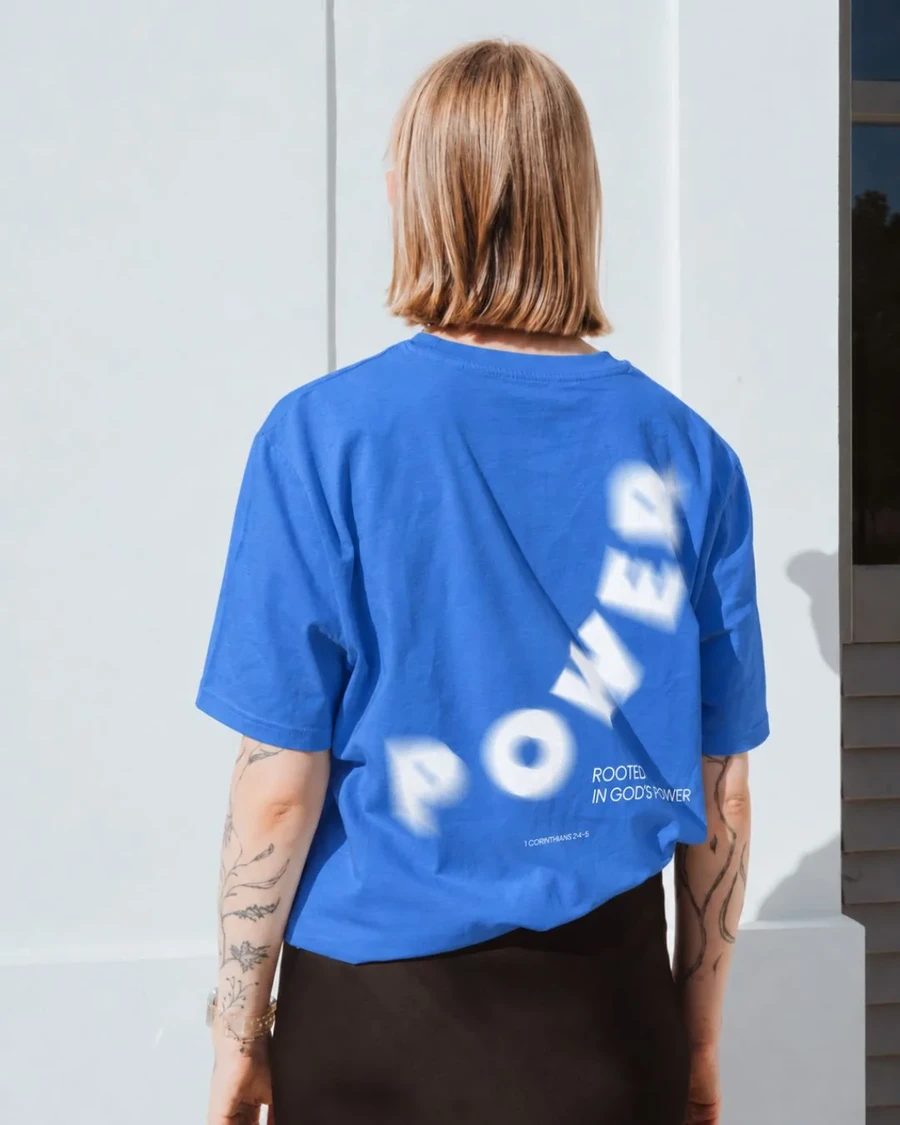 ROOTED IN GOD'S POWER - unisex tričko – jasná modrá