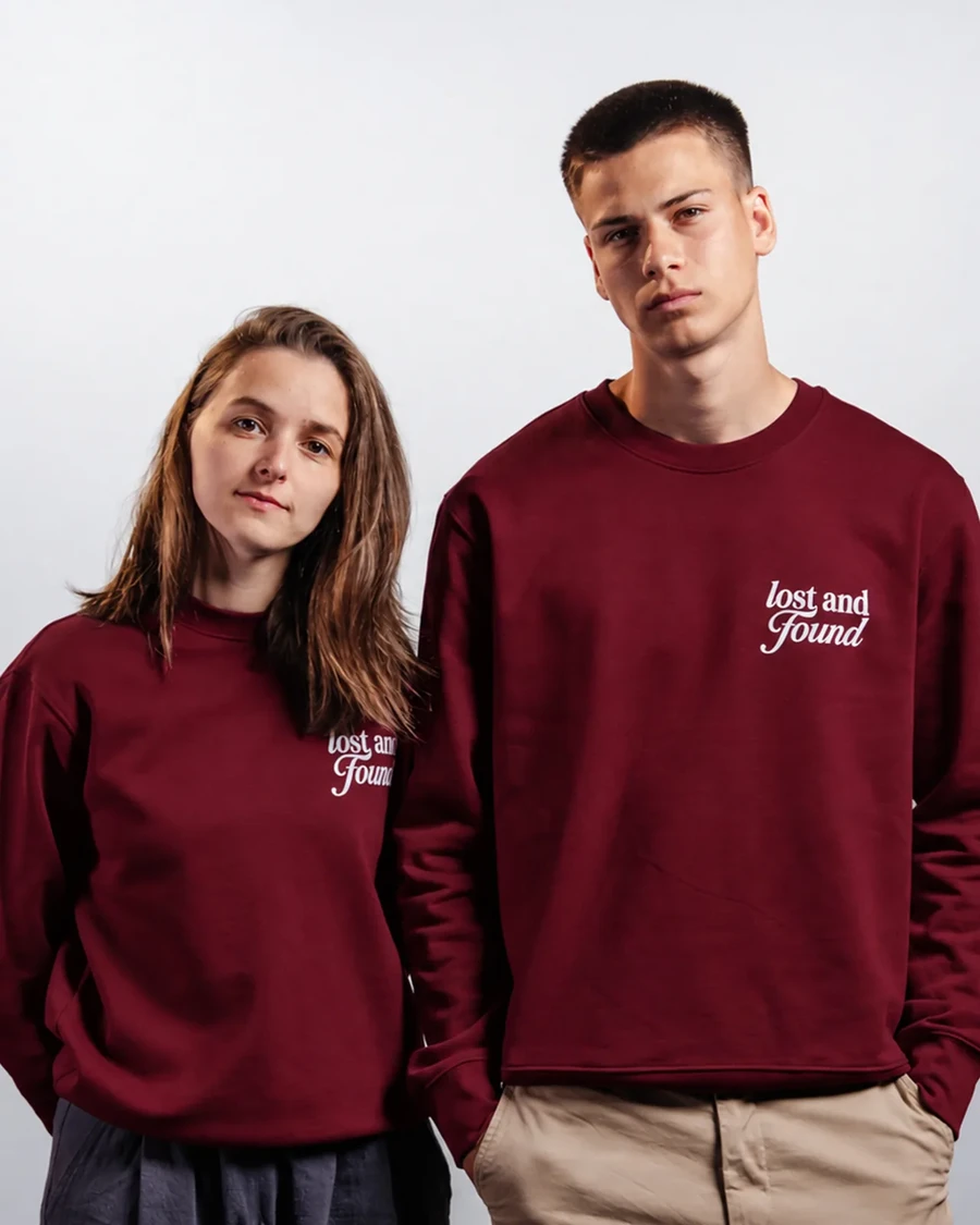 LOST AND FOUND | unisex mikina – bordová