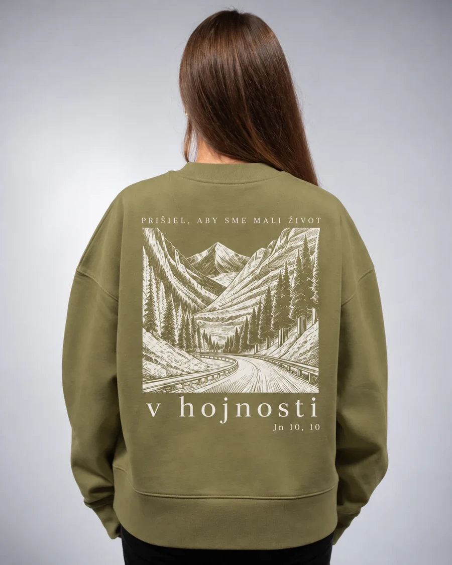 V HOJNOSTI - unisex mikina – vyblednutá olivová