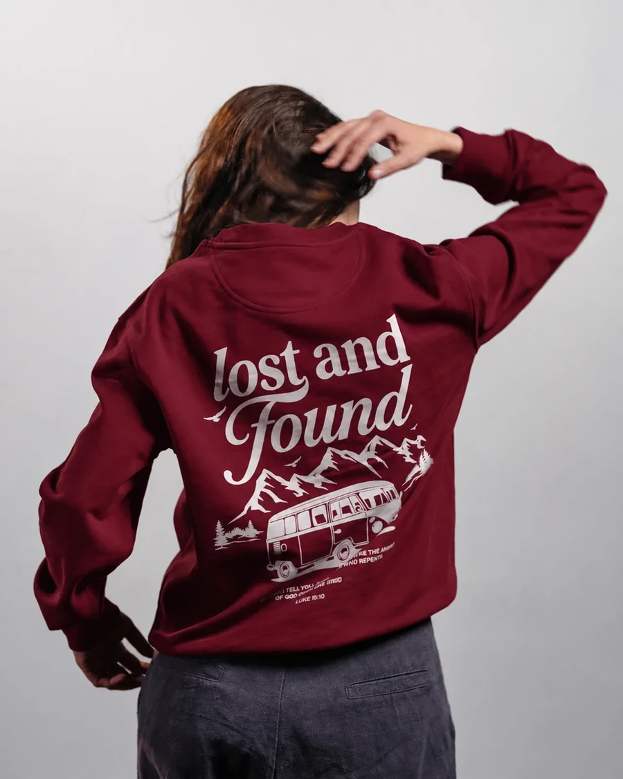 LOST AND FOUND | unisex mikina – bordová