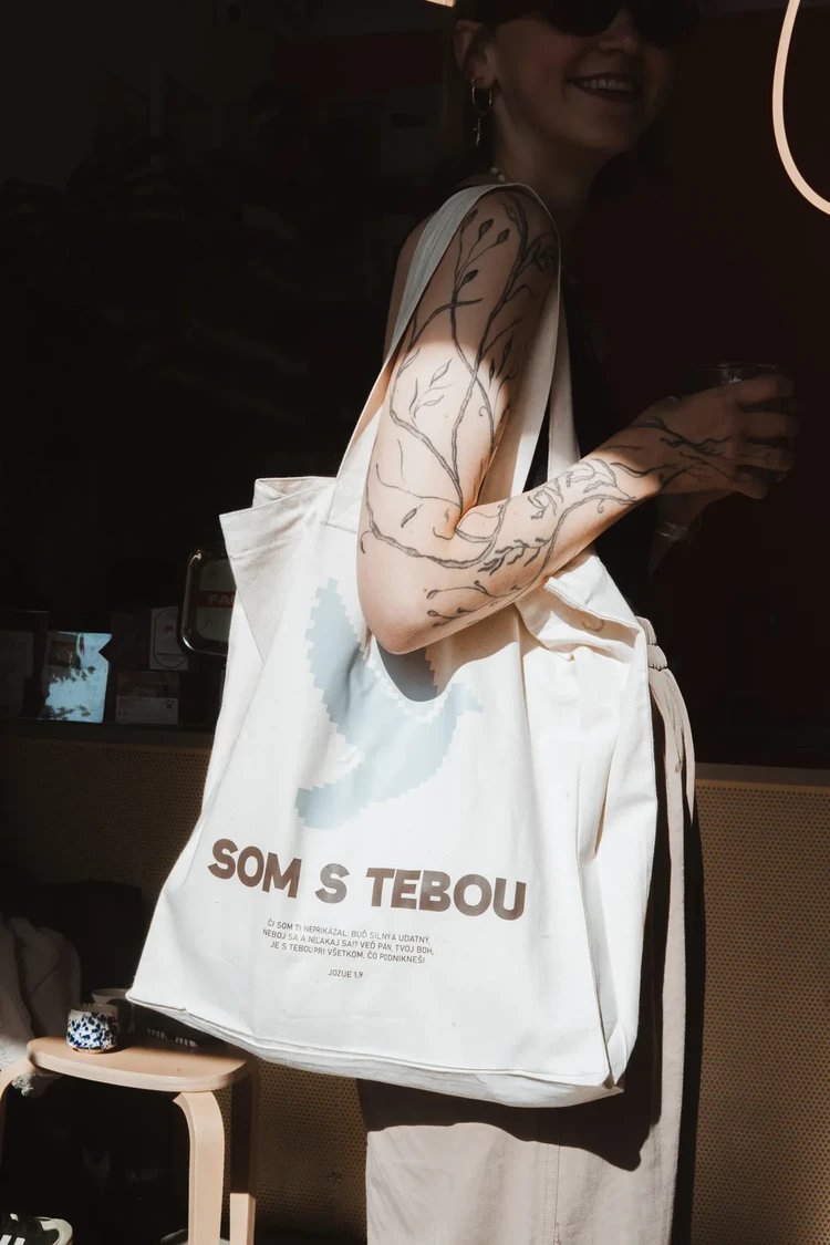 SOM S TEBOU | plátená taška – prírodná
