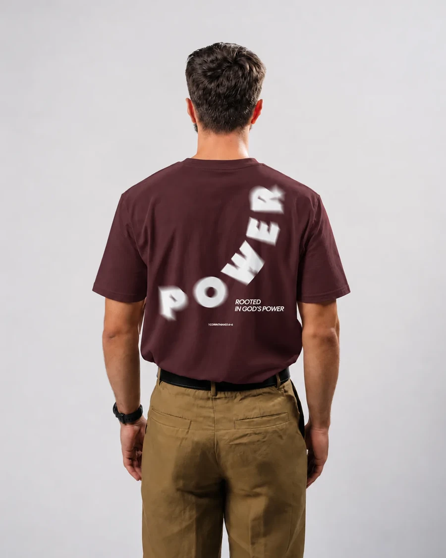 ROOTED IN GOD'S POWER - unisex tričko – tehlová
