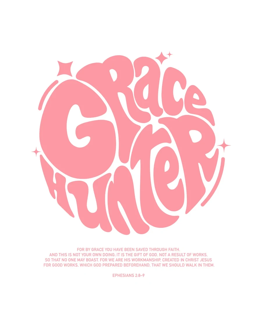 GRACE HUNTER | unisex tričko – prírodná, ružová potlač