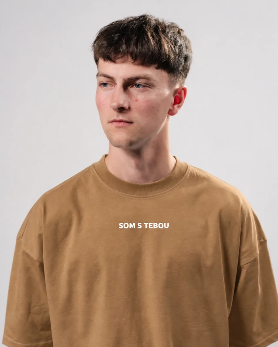 SOM S TEBOU - unisex tričko – zemitá béžová