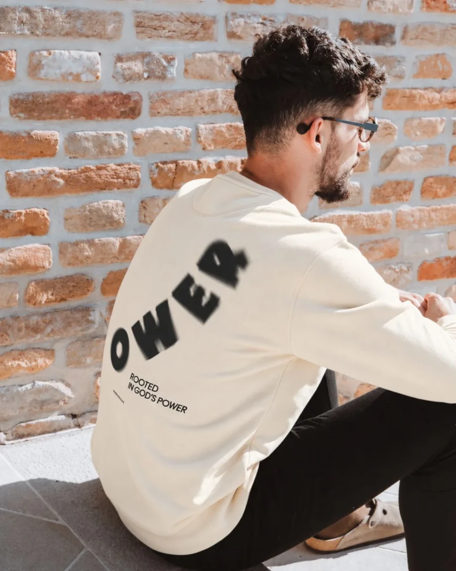 ROOTED IN GOD'S POWER - unisex mikina – prírodná