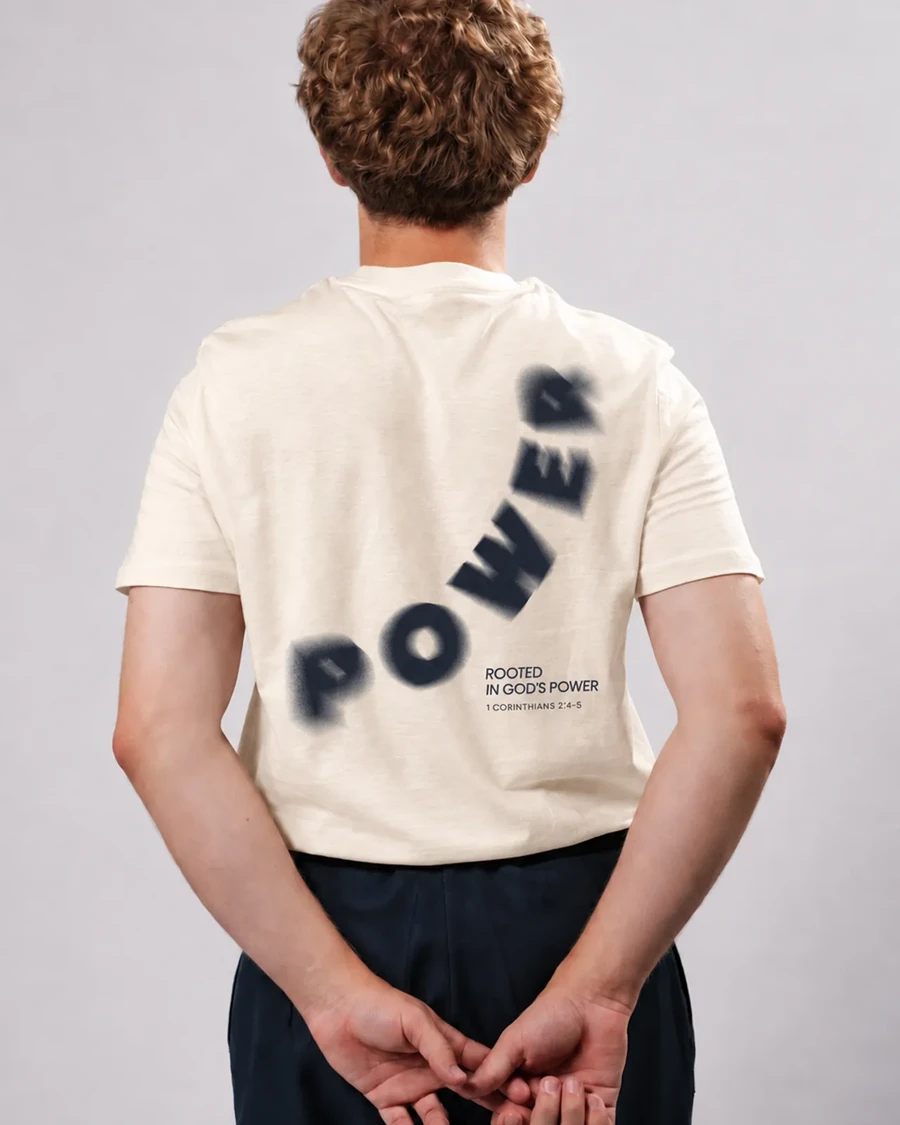 ROOTED IN GOD'S POWER - unisex tričko – prírodná