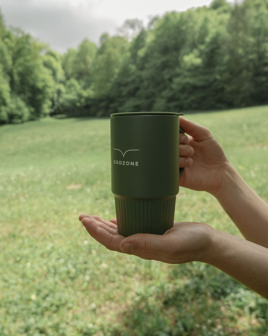 Keramický pohár s uškom | GODZONE ZELENÝ – 420 ml