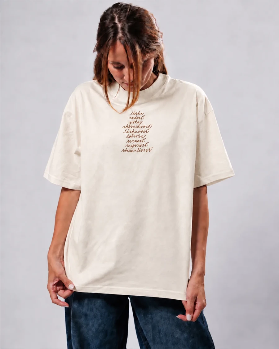 OVOCIE DUCHA – unisex tričko – prírodná, hnedá potlač
