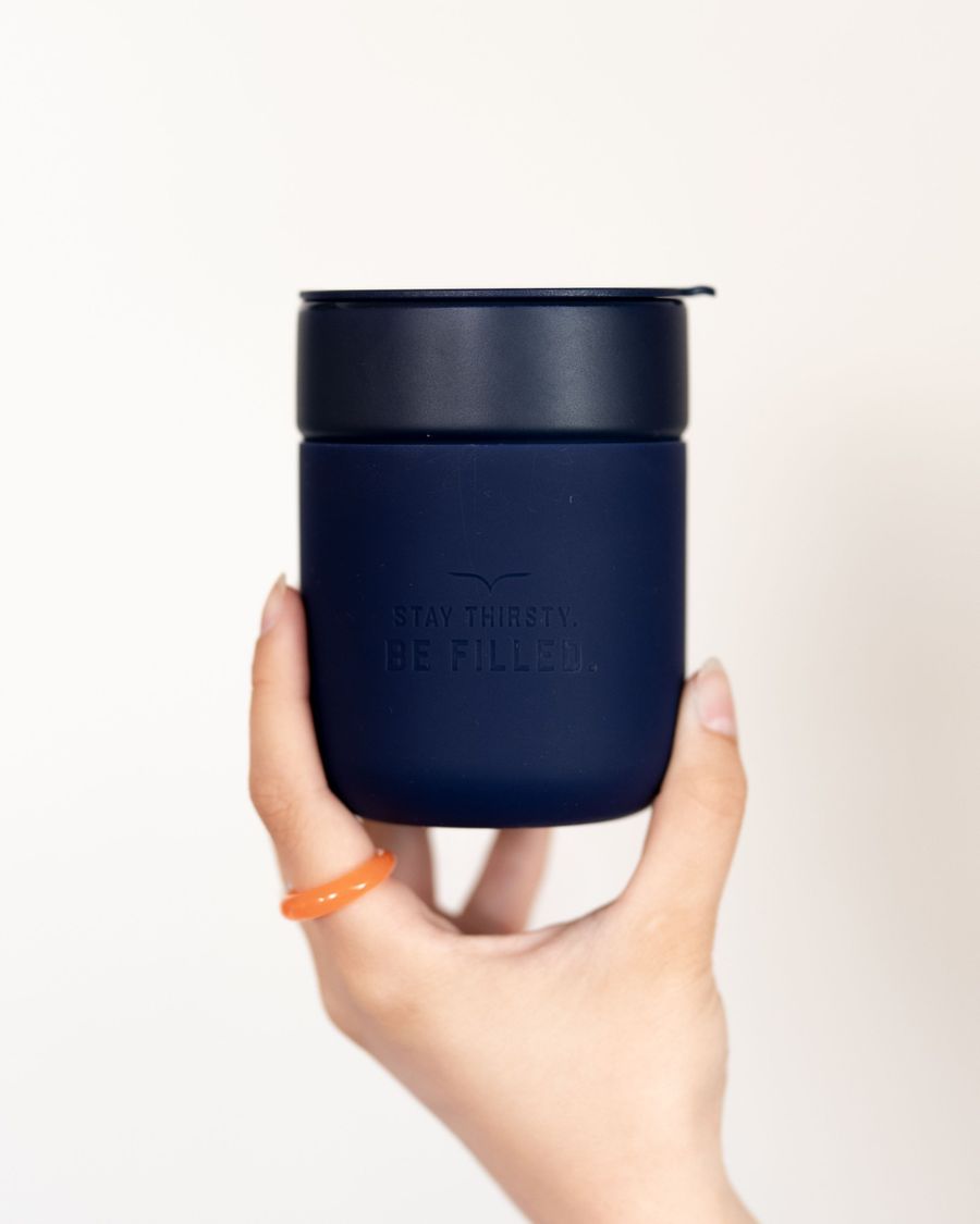 Keramický keepcup | STAY THIRSTY TMAVOMODRÝ– 300 ml