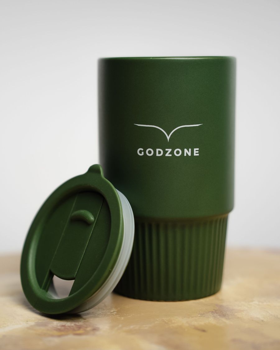 Keramický pohár s uškom | GODZONE ZELENÝ – 420 ml