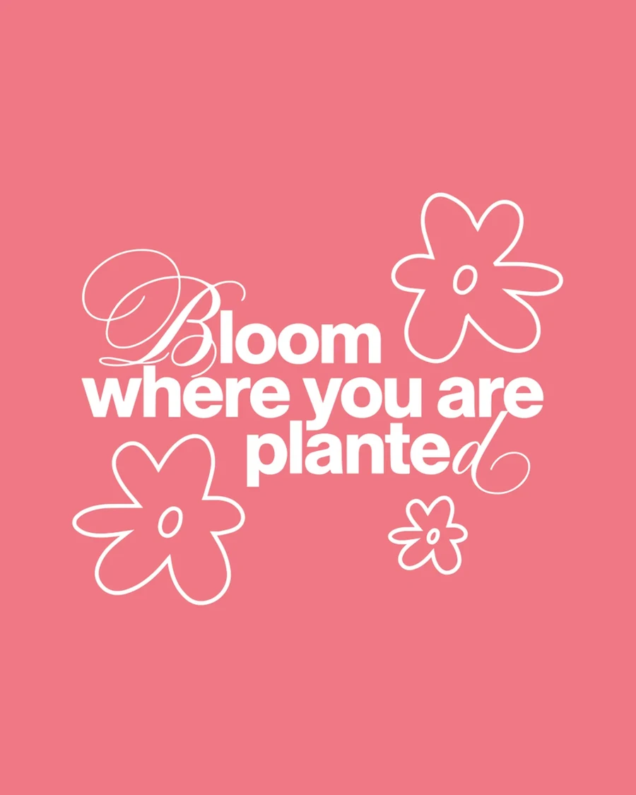 BLOOM WHERE YOU ARE PLANTED | unisex tričko – svetloružová