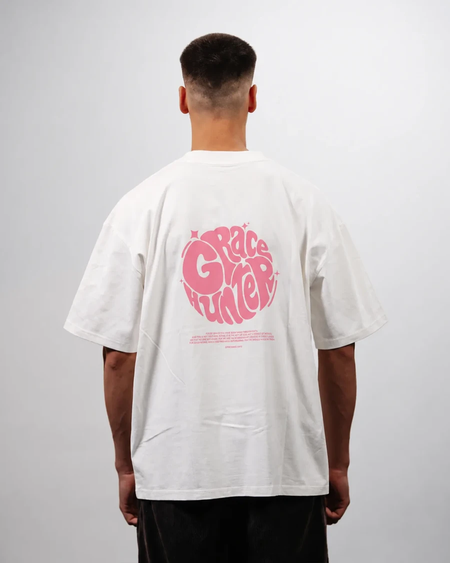 GRACE HUNTER | unisex tričko – prírodná, ružová potlač