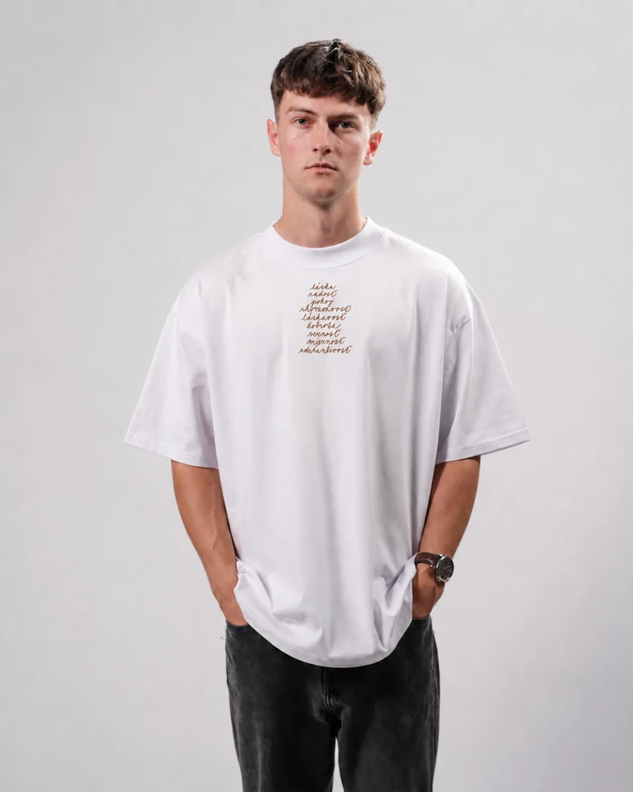 OVOCIE DUCHA – unisex tričko – biela, hnedá potlač
