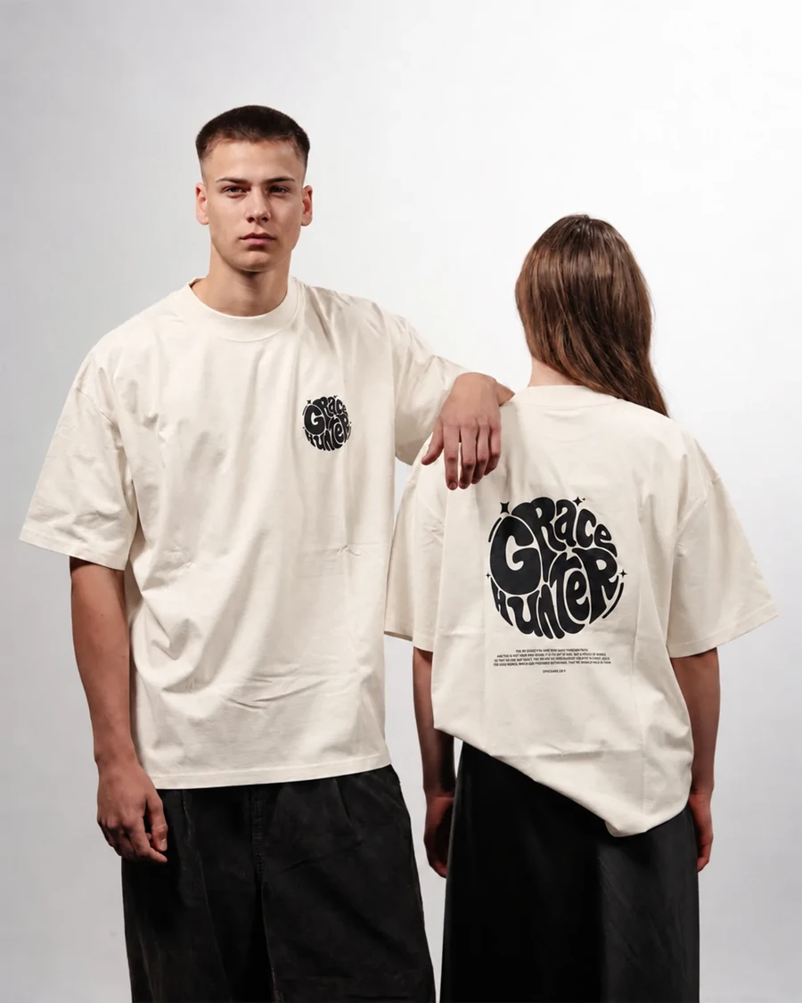 GRACE HUNTER | unisex tričko – prírodná, čierna potlač